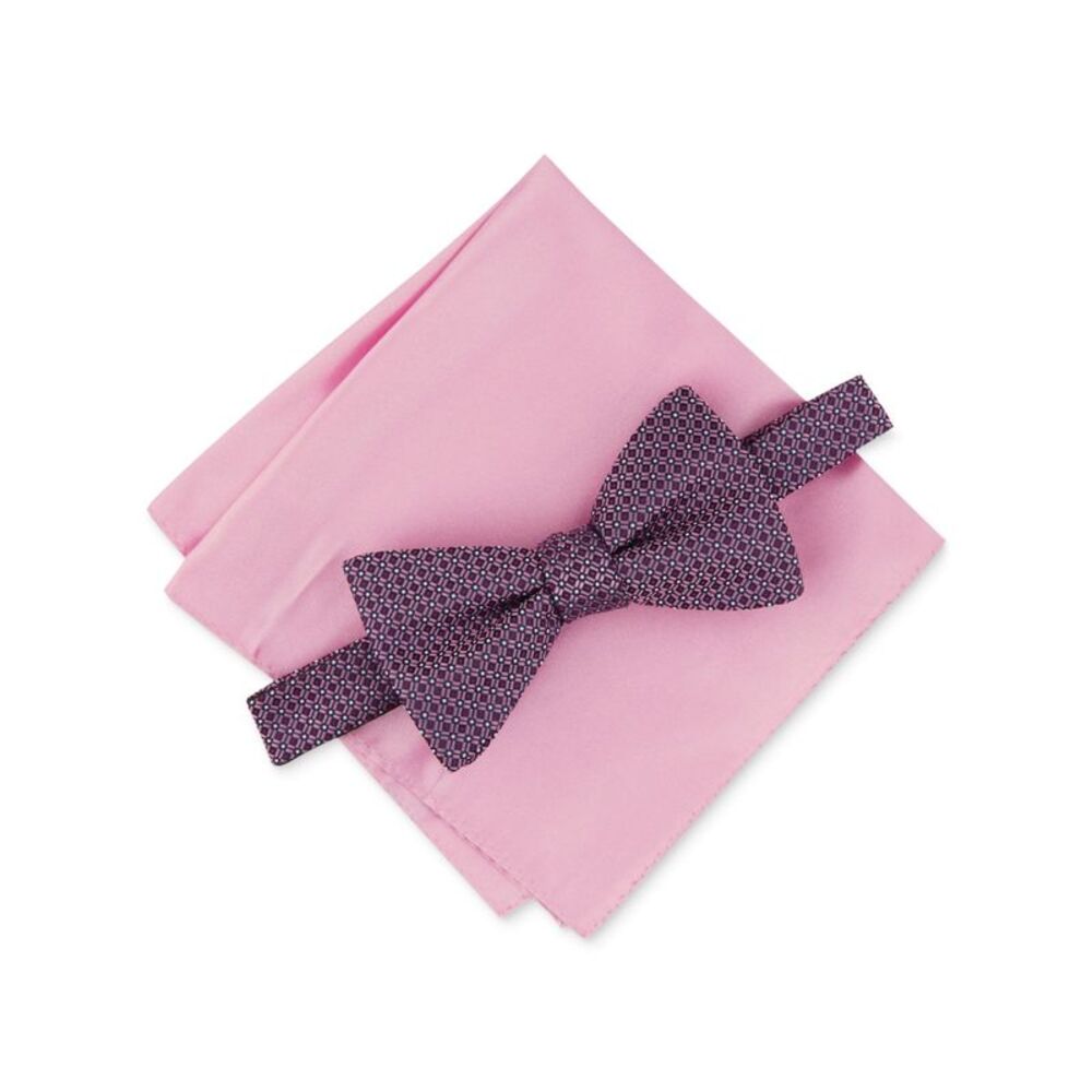 ALFANI Mens Pink Geometric Solid Pocket Square Textured Sets